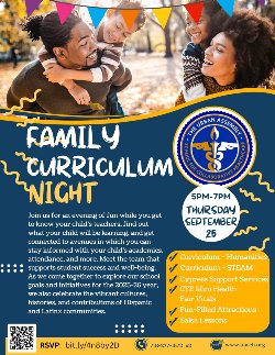 Registration Notice for Family Curriculum Night